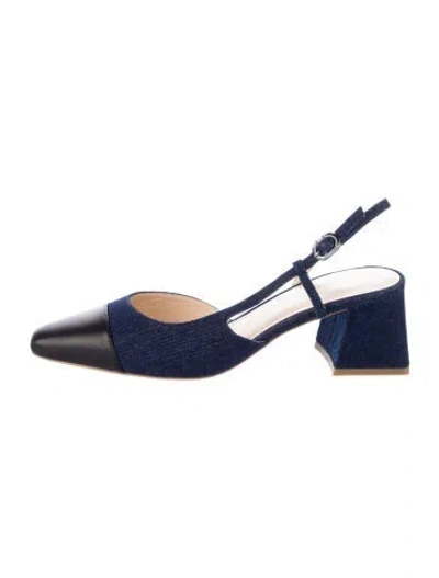 Pre-owned Dee Ocleppo Denim Slingback Pumps In Blue