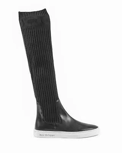 Pre-owned Dee Ocleppo Elastic Leather Knee High Trainer Boot - Boots - Black -size 38