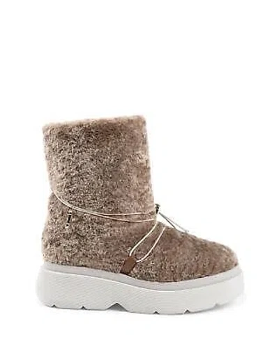 Pre-owned Dee Ocleppo Faux Shearling Short Platform Boot - Boots - Camel -size 36 In Ivory