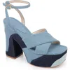 Dee Ocleppo Havana Denim Platform Sandals In Blue Combo