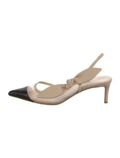 Pre-owned Dee Ocleppo Leather Colorblock Pattern Slingback Pumps In Neutral
