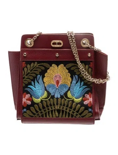 Pre-owned Dee Ocleppo Leather Shoulder Bag In Burgundy