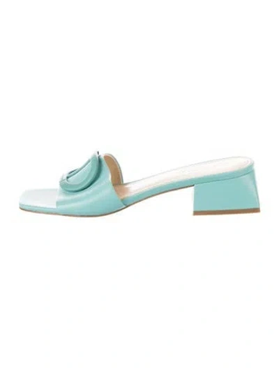 Pre-owned Dee Ocleppo Leather Slides In Blue