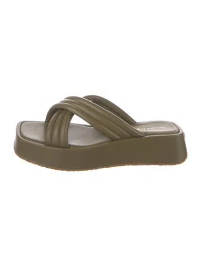 Pre-owned Dee Ocleppo Leather Slides In Green