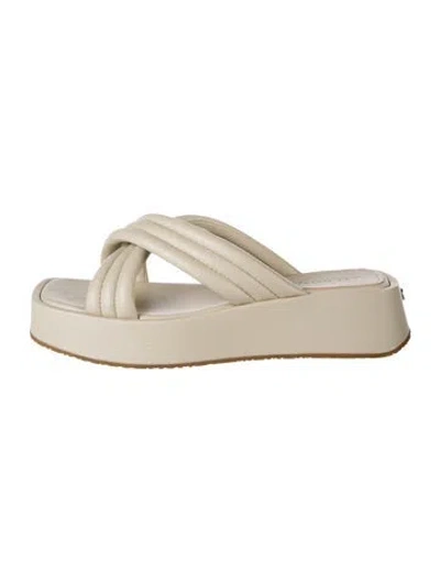 Pre-owned Dee Ocleppo Leather Slides In Neutrals