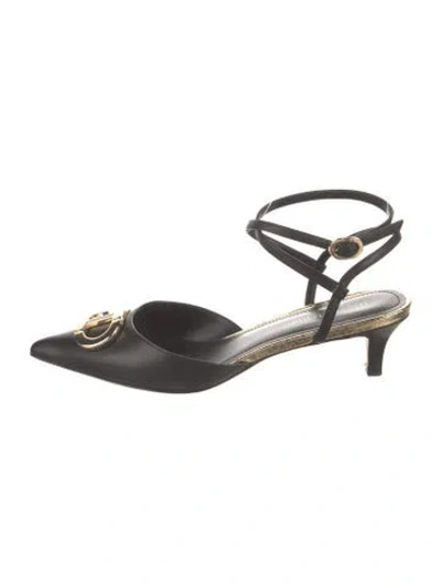 Pre-owned Dee Ocleppo Leather Slingback Flats In Black