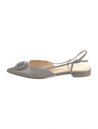 Pre-owned Dee Ocleppo Leather Slingback Flats In Silver