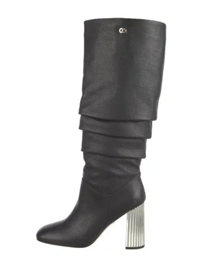 Pre-owned Dee Ocleppo Leather Slouch Boots In Black