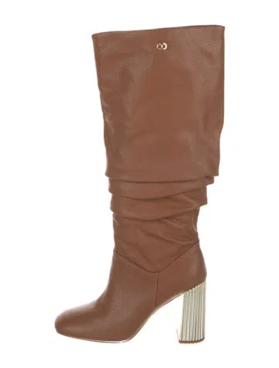 Pre-owned Dee Ocleppo Leather Slouch Boots In Neutral