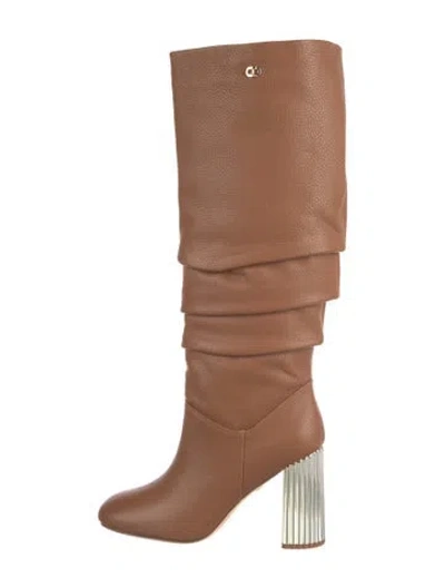 Pre-owned Dee Ocleppo Leather Slouch Boots In Neutral