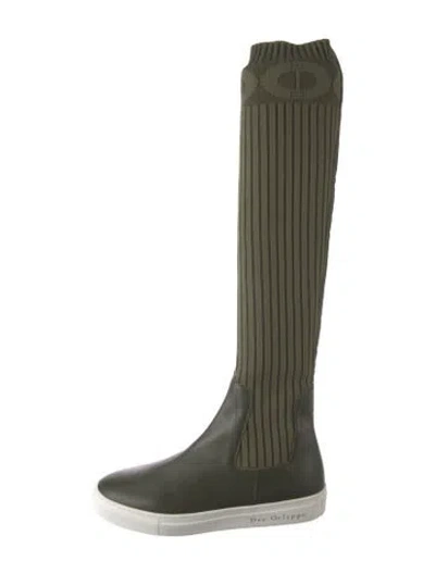 Pre-owned Dee Ocleppo Leather Striped Boots In Green