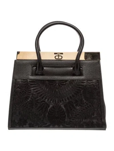 Pre-owned Dee Ocleppo Leather Top Handle Bag In Black