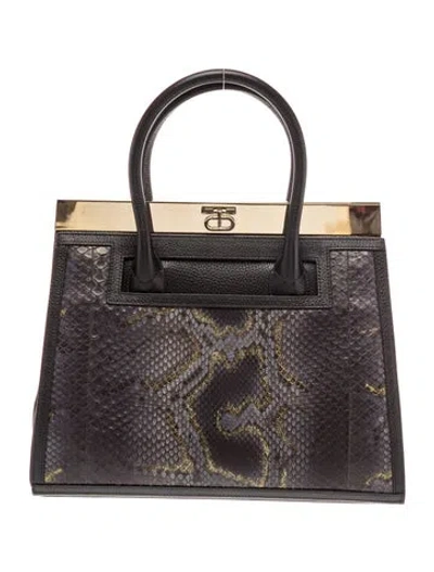 Pre-owned Dee Ocleppo Leather Top Handle Bag In Black