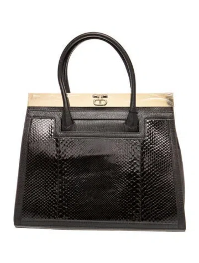 Pre-owned Dee Ocleppo Leather Top Handle Bag In Black