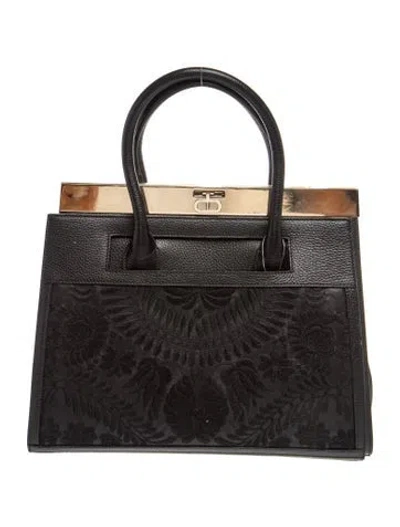 Pre-owned Dee Ocleppo Leather Top Handle Bag In Black