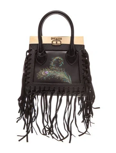 Pre-owned Dee Ocleppo Leather Top Handle Bag In Black