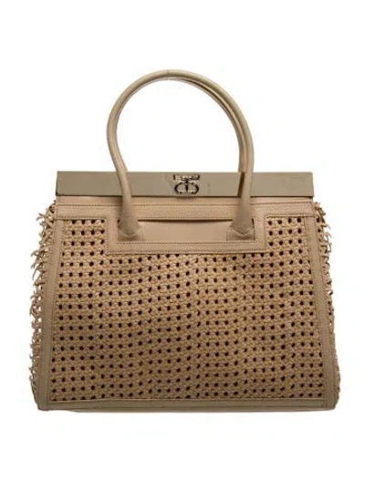 Pre-owned Dee Ocleppo Leather Top Handle Bag In Neutrals