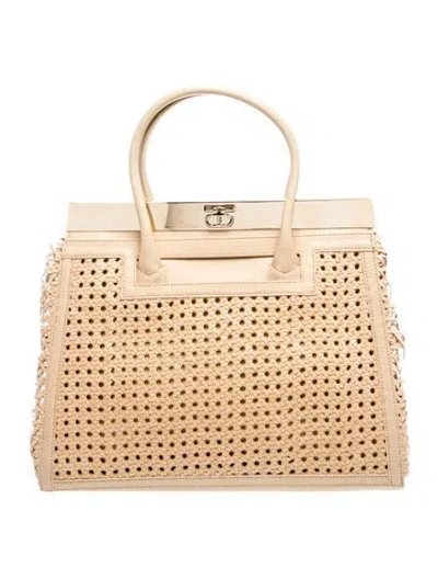 Pre-owned Dee Ocleppo Leather Top Handle Bag In Neutrals