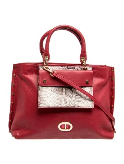 Pre-owned Dee Ocleppo Leather Top Handle Bag In Red