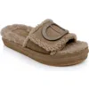 Dee Ocleppo Lima Genuine Shearling Platform Sandal In Dark Taupe