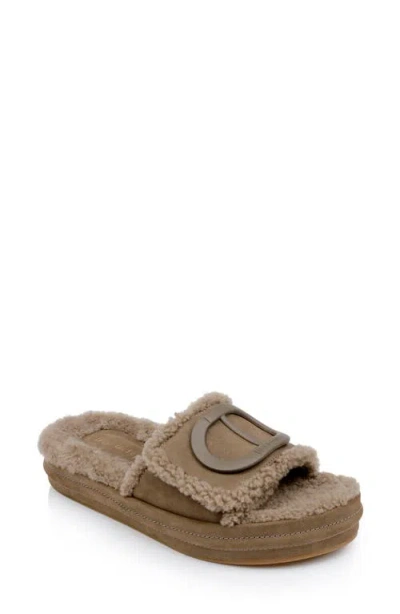 Dee Ocleppo Lima Genuine Shearling Platform Sandal In Brown