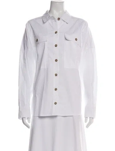 Pre-owned Dee Ocleppo Long Sleeve Button-up Top W/ Tags In White