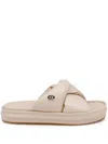 Dee Ocleppo Milan Leather Slides In Oat Leather