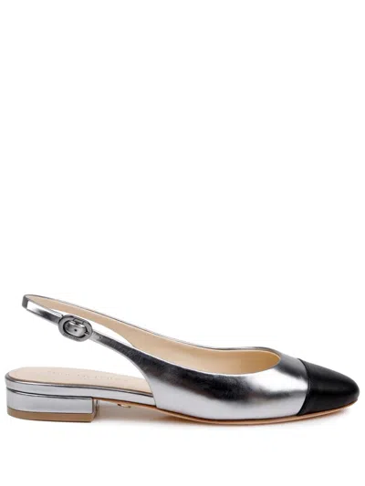 Dee Ocleppo Mumbai Slingback Cap Toe Flat In Silver/black