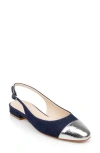 Dee Ocleppo Mumbai Slingback Cap Toe Flat In Blue/silver