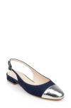 Dee Ocleppo Mumbai Slingback Cap Toe Flat In Blue/silver