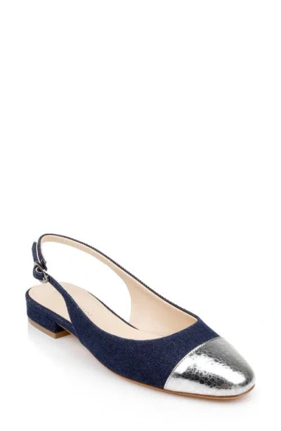 Dee Ocleppo Mumbai Slingback Cap Toe Flat In Blue/silver