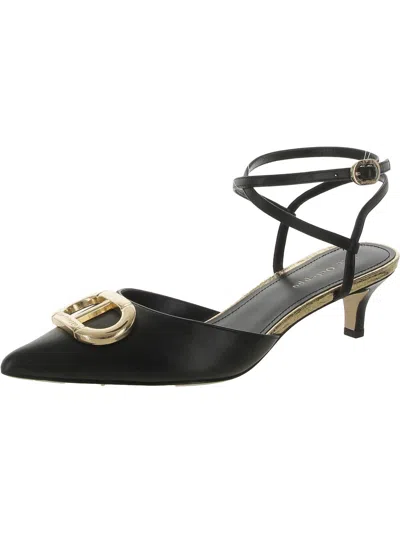 Dee Ocleppo Paige Ankle Strap Pointed Toe Kitten Heel Pump In Black