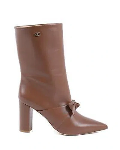 Pre-owned Dee Ocleppo Pointed Toe Bow Boot With Gold Logo Detail - Boots - Brown -size