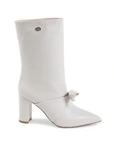 Pre-owned Dee Ocleppo Pointed Toe Bow Boot With Gold Logo Detail - Boots - Off White