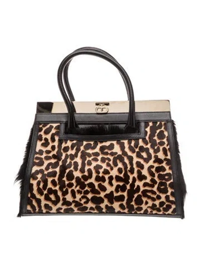 Pre-owned Dee Ocleppo Ponyhair Top Handle Bag In Brown