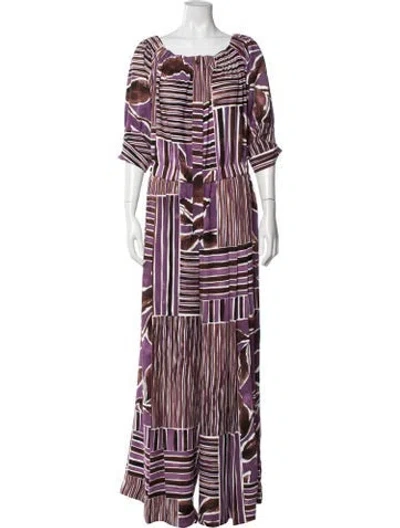 Pre-owned Dee Ocleppo Printed Square Neckline Jumpsuit In Multicolor