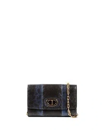 Pre-owned Dee Ocleppo Python Chain Strap Clutch - Clutch Bags - Blue -size One Size