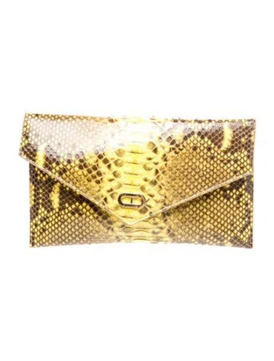 Pre-owned Dee Ocleppo Python Clutch In Neutrals