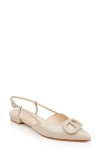 Dee Ocleppo Rome Pointed Toe Slingback Sandal In Vanilla Leather