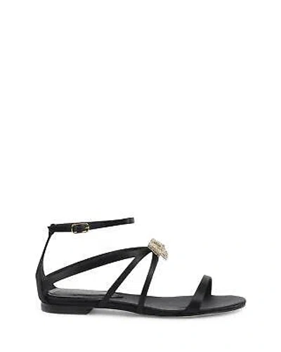 Pre-owned Dee Ocleppo Satin Ankle-strap Sandal With Swarovski Bow - Sandals - Black