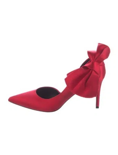 Pre-owned Dee Ocleppo Satin Bow Accents D'orsay Pumps In Red