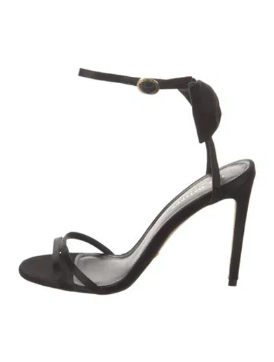 Pre-owned Dee Ocleppo Satin Bow Accents Sandals In Black
