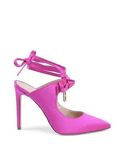 Pre-owned Dee Ocleppo Satin Bow Mule With Stiletto Heel - Mules - Fuchsia -size 41 In Pink