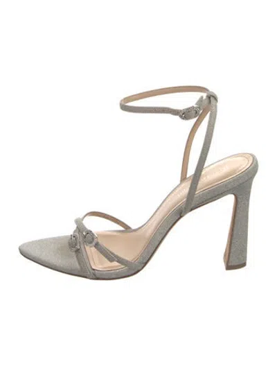 Pre-owned Dee Ocleppo Satin Glitter Accents Sandals In Grey