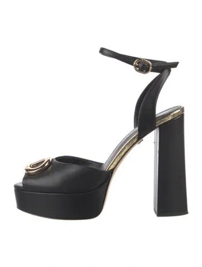 Pre-owned Dee Ocleppo Satin Sandals In Black