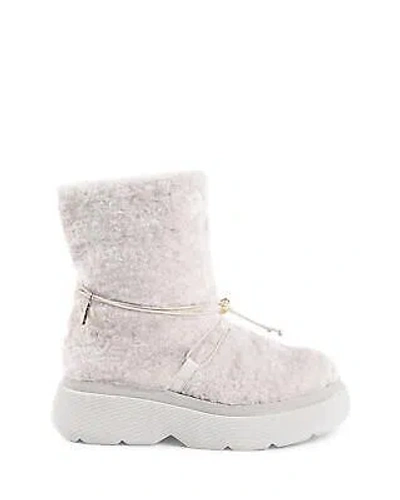 Pre-owned Dee Ocleppo Shearling Drawstring Platform Ankle Boot - Boots - Off White