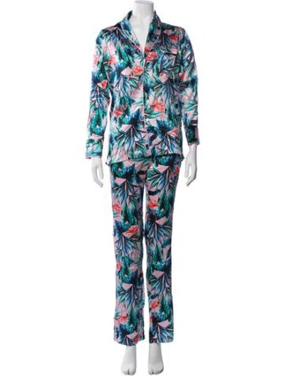 Pre-owned Dee Ocleppo Silk Floral Print Pantsuit In Multicolor