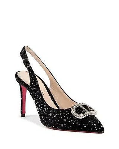Pre-owned Dee Ocleppo Crystal Buckle Slingback Pumps Black Velvet - Pumps & Heels