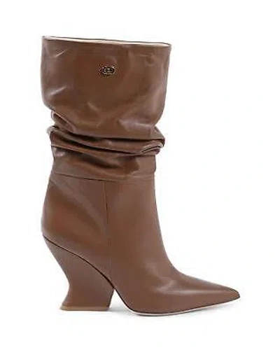 Pre-owned Dee Ocleppo Slouchy Pointed Toe Wedge Boots - Dark Brown -size 35