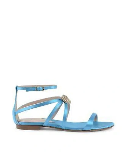 Pre-owned Dee Ocleppo Swarovski Bow Satin Ankle-strap Sandal - Sandals - Sky Blue -size